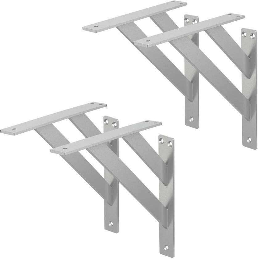 ML-Design 4 stuks plankdrager 240x240 mm zilver aluminium zwevende plankdrager wanddrager voor