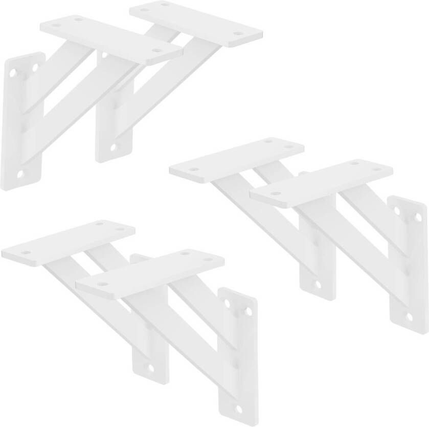 ML-Design 6 stuks Plankdrager 120x120 mm Wit Aluminium Zwevende plankdrager Wanddrager voor