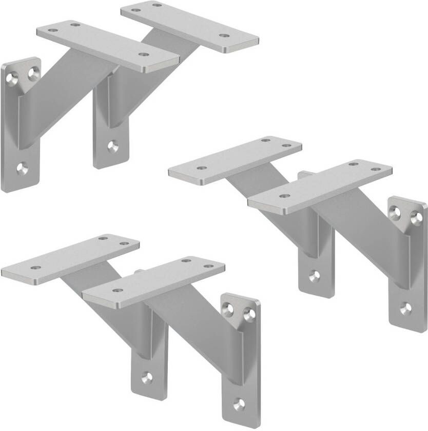 ML-Design 6 stuks plankdrager 120x120 mm zilver aluminium zwevende plankdrager wanddrager voor