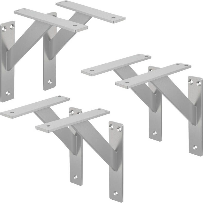 ML-Design 6 stuks plankdrager 180x180 mm zilver aluminium zwevende plankdrager wanddrager voor