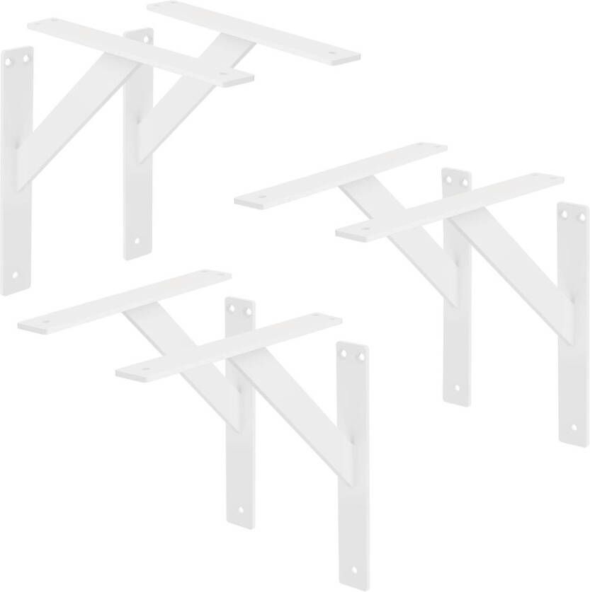 ML-Design 6 stuks plankdrager 240x240 mm wit aluminium zwevende plankdrager wanddrager voor