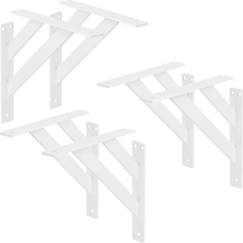 ML-Design 6 stuks plankdrager 240x240 mm wit aluminium zwevende plankdrager wanddrager voor