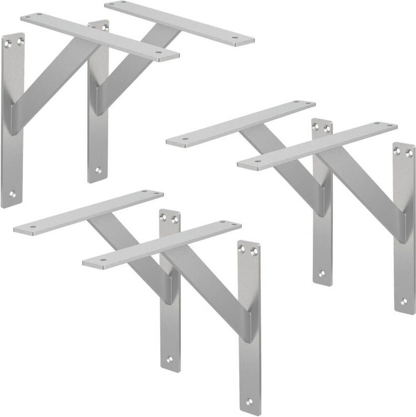 ML-Design 6 stuks plankdrager 240x240 mm zilver aluminium zwevende plankdrager wanddrager voor