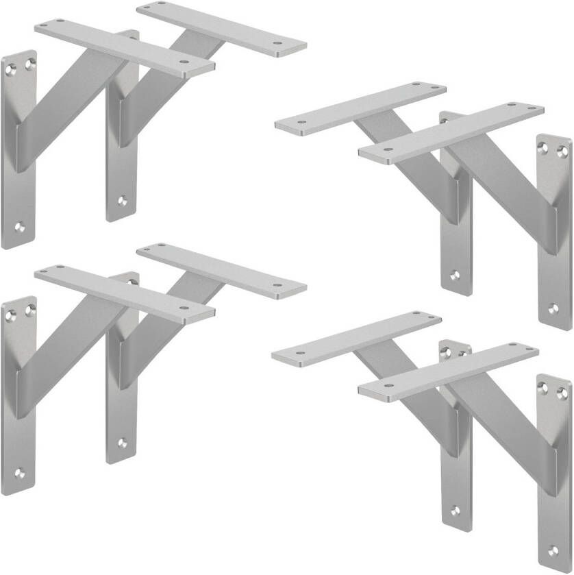 ML-Design 8 stuks plankdrager 180x180 mm zilver aluminium zwevende plankdrager wanddrager voor