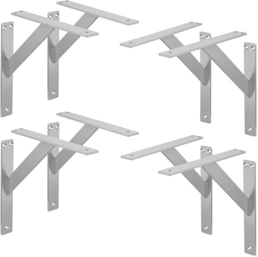 ML-Design 8 stuks plankdrager 240x240 mm zilver aluminium zwevende plankdrager wanddrager voor