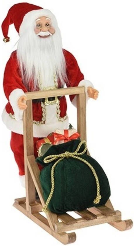 Nampook Kerstman op Slee Staand 45cm Rood