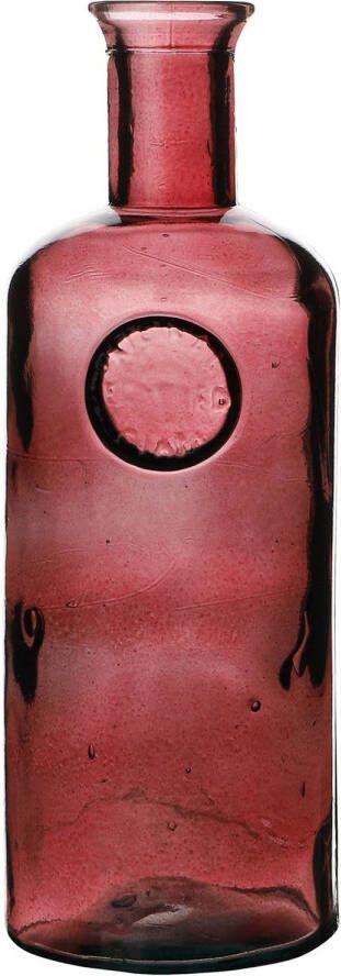 Natural Living Bloemenvaas Olive Bottle robijn rood transparant glas D13 x H27 cm Fles vazen
