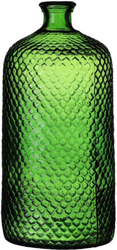 Natural Living Bloemenvaas Scubs Bottle groen geschubt transparant glas D18 x H42 cm Vazen