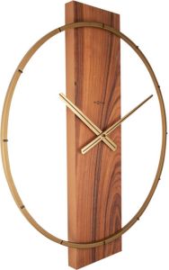 Club Manhattan NeXtime Wandklok- 50.8x58.2x4.3cm Hout|Staal Bruin 'Carl'