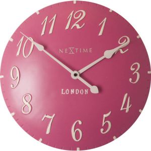 NeXtime Wandklok dia 24 5 cm poly resin roze &apos;London&apos;