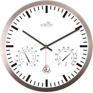 NeXtime Stationsklok met weerstation 25cm Zendergestuurd Wit