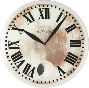 NeXtime Wandklok Dia. 43 X 4.2 Cm Glas Wit &apos;Romana&apos;