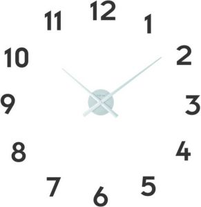 NeXtime Wandklok Dia. 48 Cm X 3 Cm Aluminium Zilver &apos;Small Hands&apos;