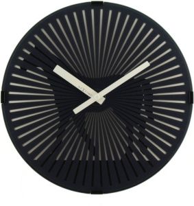 NeXtime Wandklok 30 cm- Plastic -Bewegend- Zwart- 'Walking Horse'
