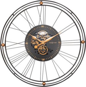 NeXtime wandklok Roman Gear XXL 90 5 cm staal zwart koper
