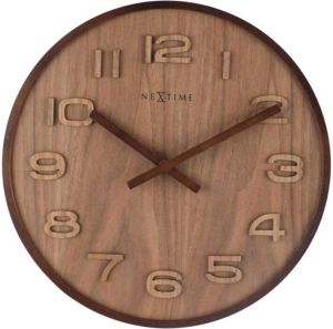 NeXtime Wood Medium wandklok bruin