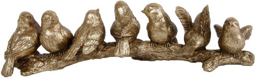 No brand Gifts Amsterdam sculptuur 7 vogels op tak 28 cm polyresin goud