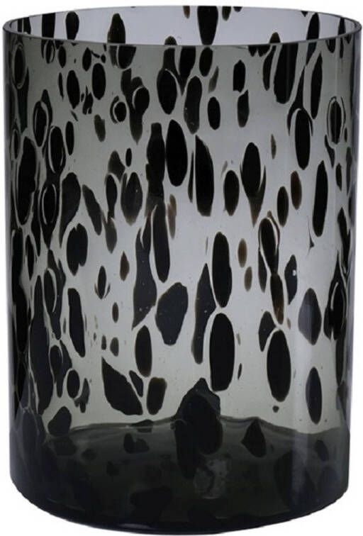 No brand Modieuze bloemen cilinder vaas vazen van glas 25 x 19 cm zwart fantasy Vazen