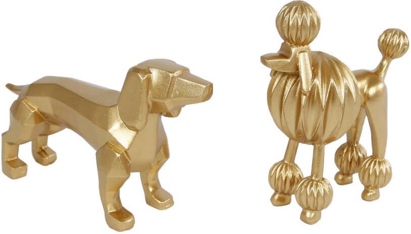 No brand Sculptuur Dog Kiki goud a2 polystone 12x3 8x6 2cm