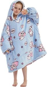 Noony elephant hoodie deken kinderen fleece deken met mouwen ultrazachte binnenkant one size kids