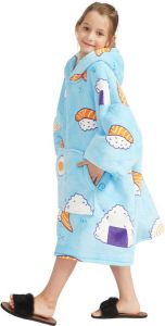 Noony shushi hoodie deken kinderen fleece deken met mouwen ultrazachte binnenkant one size kids