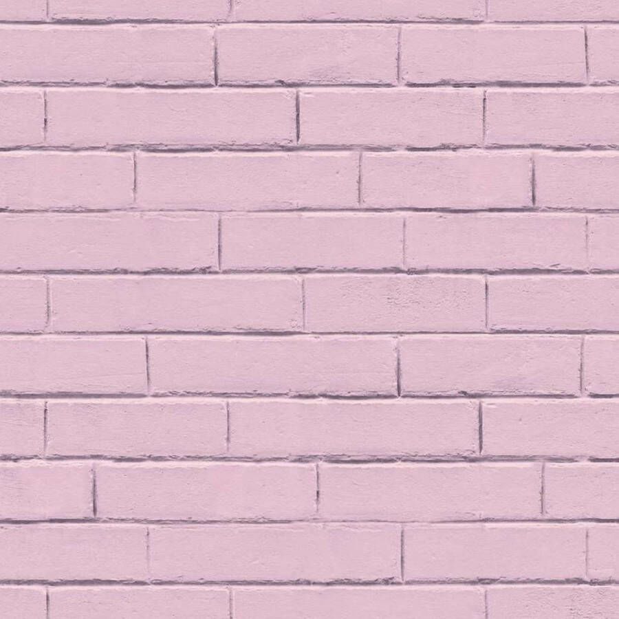Noordwand Good Vibes Behang Brick Wall roze