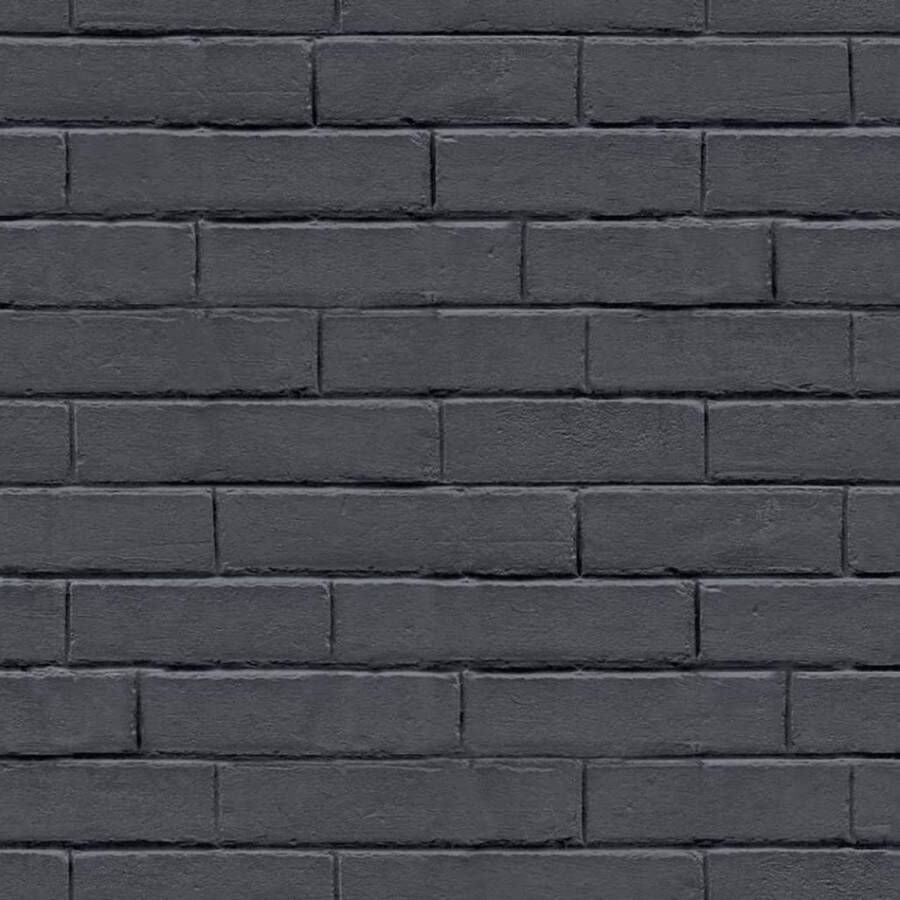 Noordwand Good Vibes Behang Chalkboard brick wall zwart en grijs