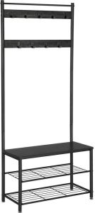 O&apos;DADDY Kapstok staand kapstok met schoenenrek en 9 haken 70x32x175cm Donkergrijs
