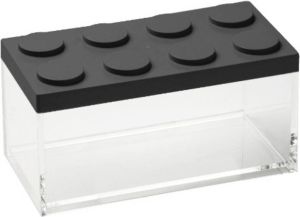 Omada Stapelbare Brickstore bewaarcontainer breed 1 5L Zwart Kunststof