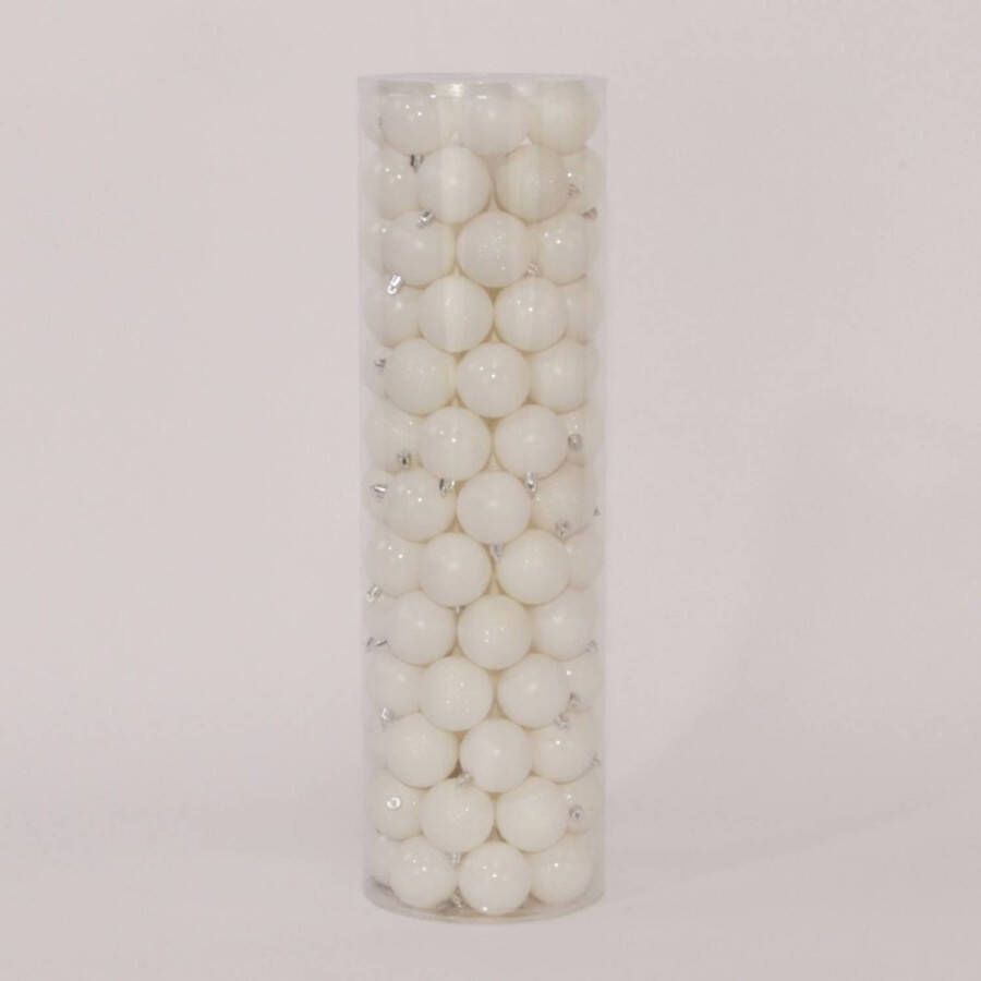 Oosterik Home 100 Onbreekbare kerstballen in koker diameter 6 cm wit classic