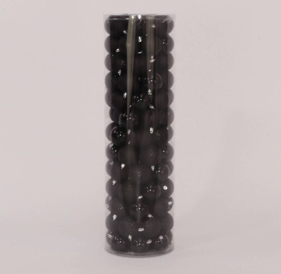 Oosterik Home 100 Onbreekbare kerstballen in koker diameter 6 cm zwart classic