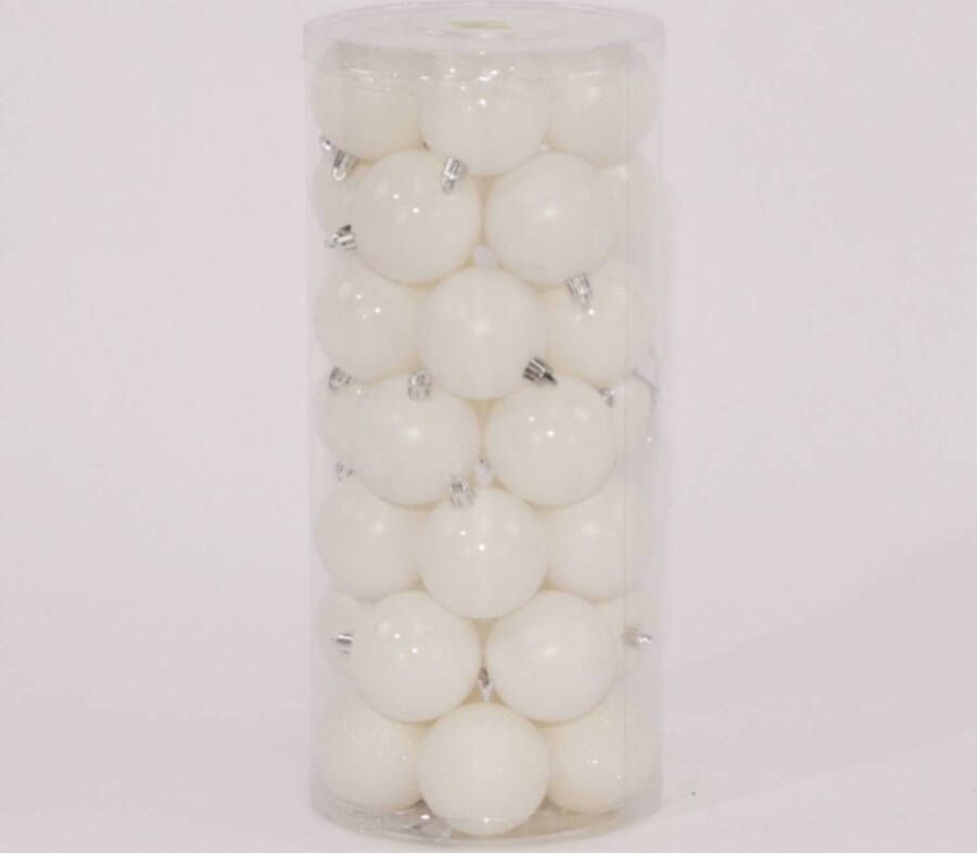 Oosterik Home 35 Onbreekbare kerstballen in koker diameter 6 cm wit classic
