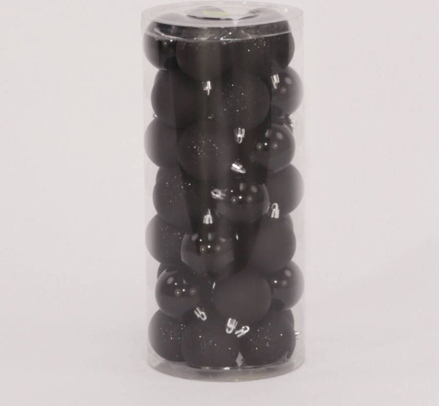 Oosterik Home 35 Onbreekbare kerstballen in koker diameter 6 cm zwart classic