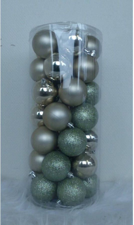 Oosterik Home 35 Onbreekbare kerstballen in koker doorsnee 6 cm grijs classic