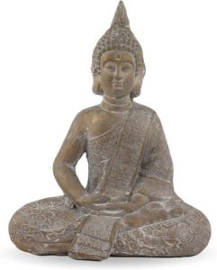 Orange85 Boeddha Buddha Beeldje Zittend Goud Grijs Cement 37 cm