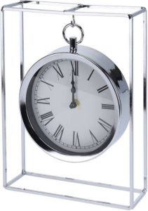 Orange85 Tafelklok Hangmodel Zilver Metaal 25 cm Klok op Standaard Binnen Decoratie