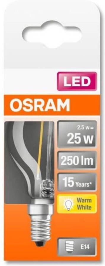 Osram LED-lamp Bolvormig helder filament 2.5W equivalent 25W E14 Warm wit