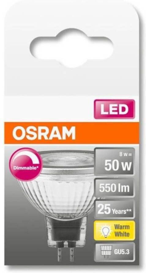 Osram Spot MR16 LED 36 ° variabel glas 8W equivalent 50 GU5.3 Warm wit