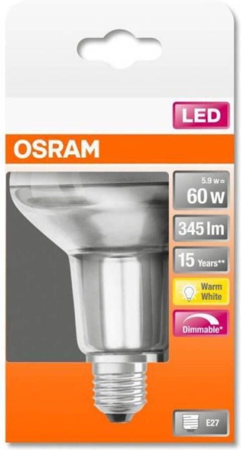 Osram Spot R80 LED variabel helder glas 5 9W equivalent 60W E27 Warm wit