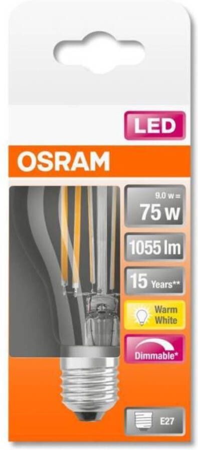 Osram Standaard LED-lamp helder variabel filament 9W equivalent 75W E27 Warm wit