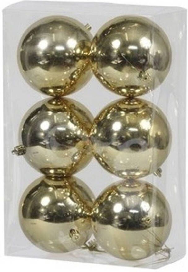 Othmar decorations 12x Kunststof kerstballen glanzend goud 10 cm kerstboom versiering decoratie Kerstbal