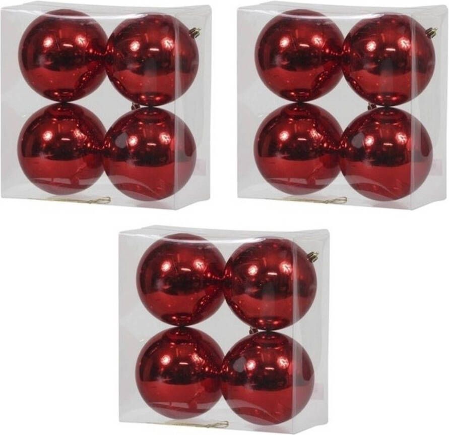 Othmar decorations 12x Kunststof kerstballen glanzend rood 12 cm kerstboom versiering decoratie Kerstbal