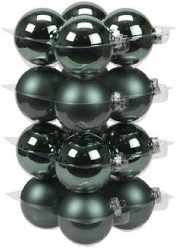 Othmar decorations 16x Glazen kerstballen mat en glans emerald groen 8 cm Kerstbal