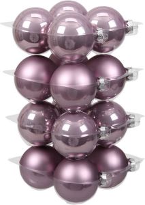 Othmar decorations 16x Stuks Glazen Kerstballen Salie Paars (Lilac Sage) 8 Cm Mat glans Kerstbal