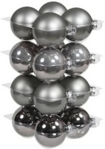 Othmar decorations 16x Titanium Grijze Glazen Kerstballen 8 Cm Mat glans Kerstbal