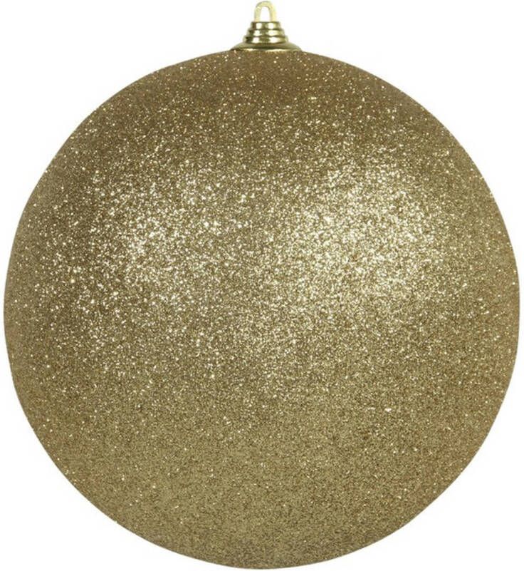 Othmar decorations 1x Gouden grote kerstballen met glitter kunststof 13 5 cm Kerstbal