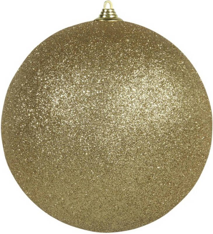 Othmar decorations 1x Gouden grote kerstballen met glitter kunststof 18 cm Kerstbal