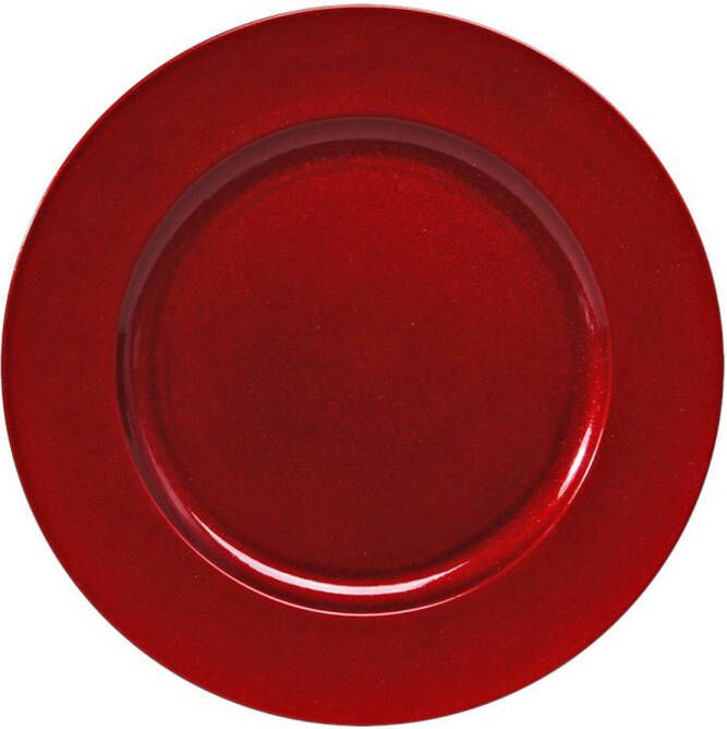 Othmar Decorations 1x stuks kaarsenborden onderborden rood met glitters 33 cm Kaarsenbord onderzet bord voor kaarsen Kaarsenplateaus
