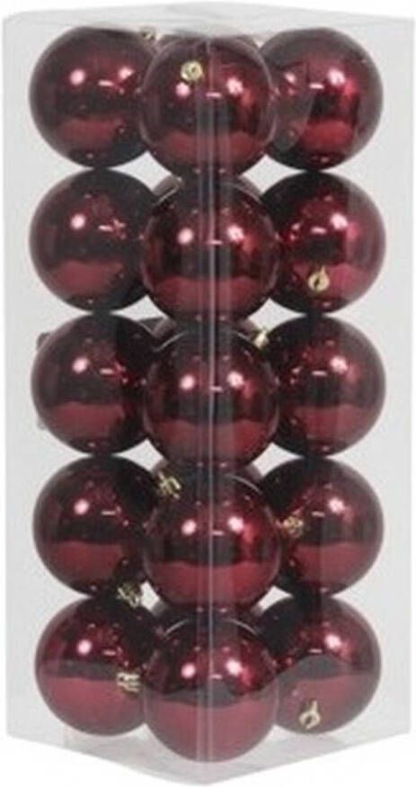 Othmar decorations 20x Kunststof kerstballen glanzend bordeaux rood 8 cm kerstboom versiering decoratie Kerstbal