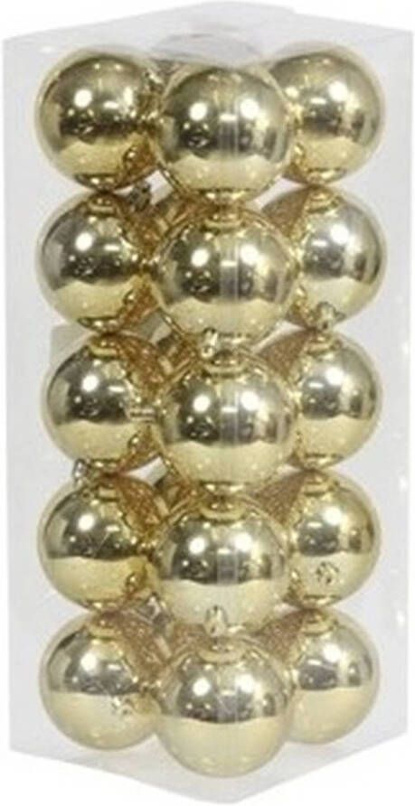 Othmar decorations 20x Kunststof kerstballen glanzend goud 8 cm kerstboom versiering decoratie Kerstbal